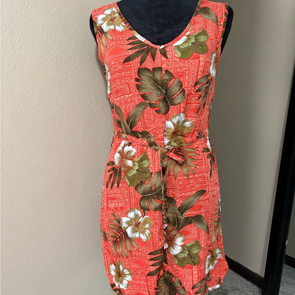 Hawaiian Vibrant Floral Sleeveless Midi Dress